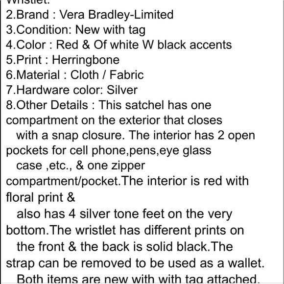 Vera Bradley Satchel & Wristlet set New w tags vintage Red black classic retro - Picture 8 of 8